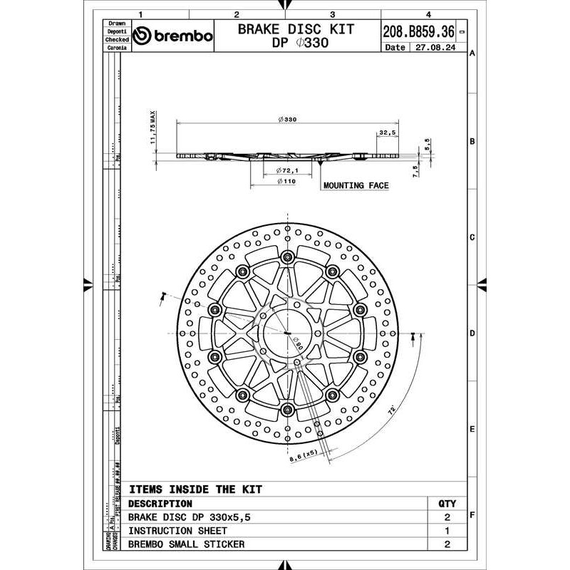 Paire de disques de frein BREMBO UPGRADE - SUPERSPORT - 208B85936