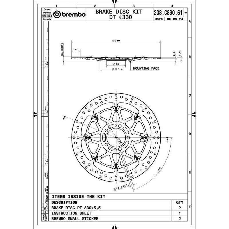 Paire de disques de frein BREMBO UPGRADE - T-DRIVE - 208C89061