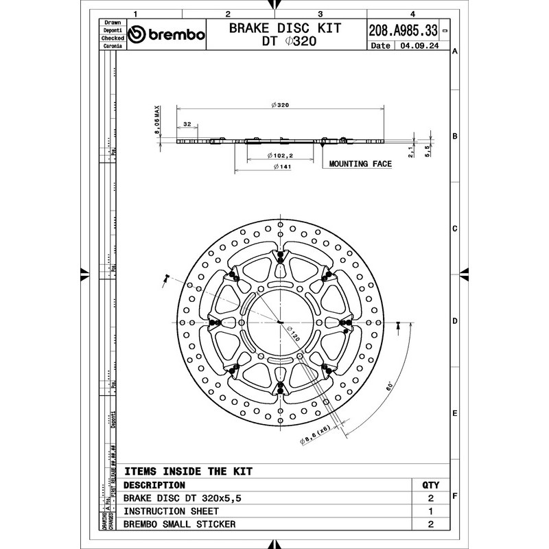 Disques de frein BREMBO UPGRADE T-Drive rond flottant - la paire