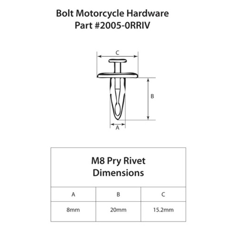 Rivets plastique M8 BOLT 10 pièces