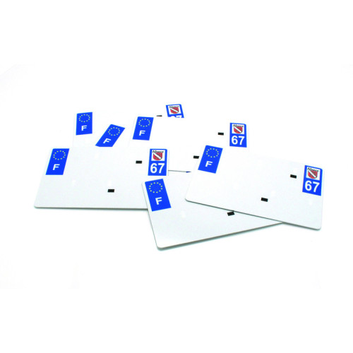 Plaques d'immatriculation aluminium PPI pré-percées - SIV 210x130 département 67 - 10 pièces