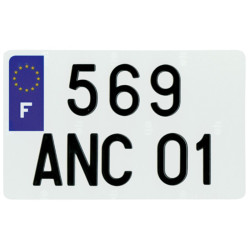 Plaques d'immatriculation PVC et fonds blancs PPI - Type F 210x130 - 10 pièces