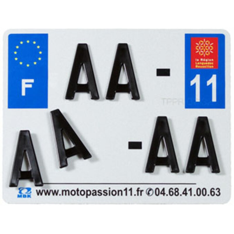 Plaques d'immatriculation aluminium PPI pré-percées - SIV 210x130  département 2B - 10 pièces