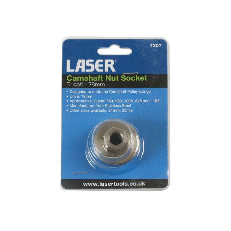 Douille à créneau LASER TOOLS écrou d'arbre à cames Ducati 28mm