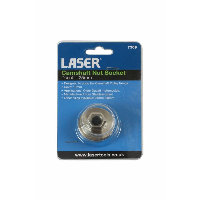 Douille à créneau LASER TOOLS écrou d'arbre à cames Ducati 25mm