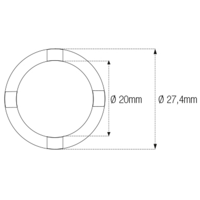 Douille à créneaux JMP pour bras oscillant/chassis Øint.20mm/Øext.27,4mm 4 crans BMW