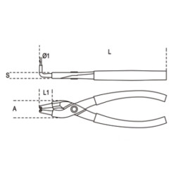 Pince pour circlips intérieurs à becs coudés à 90° BETA taille 170