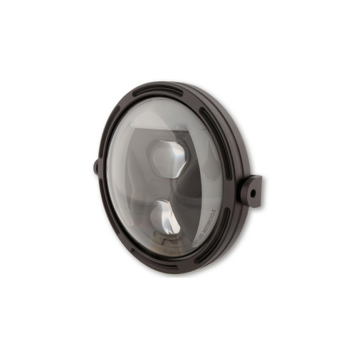 HIGHSIDER pro 7 inch LED headlight FRAME-R1 TYPE 8, black, smoked reflector, side mount