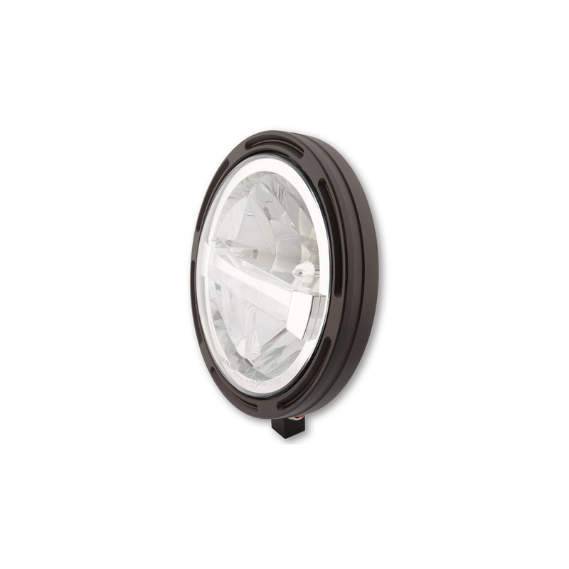 HIGHSIDER pro 7 inch LED headlight FRAME-R1 TYPE 4, black, bottom mount