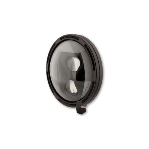 HIGHSIDER pro 7 inch LED headlight FRAME-R1 TYPE 8, black, smoked reflector, bottom mount