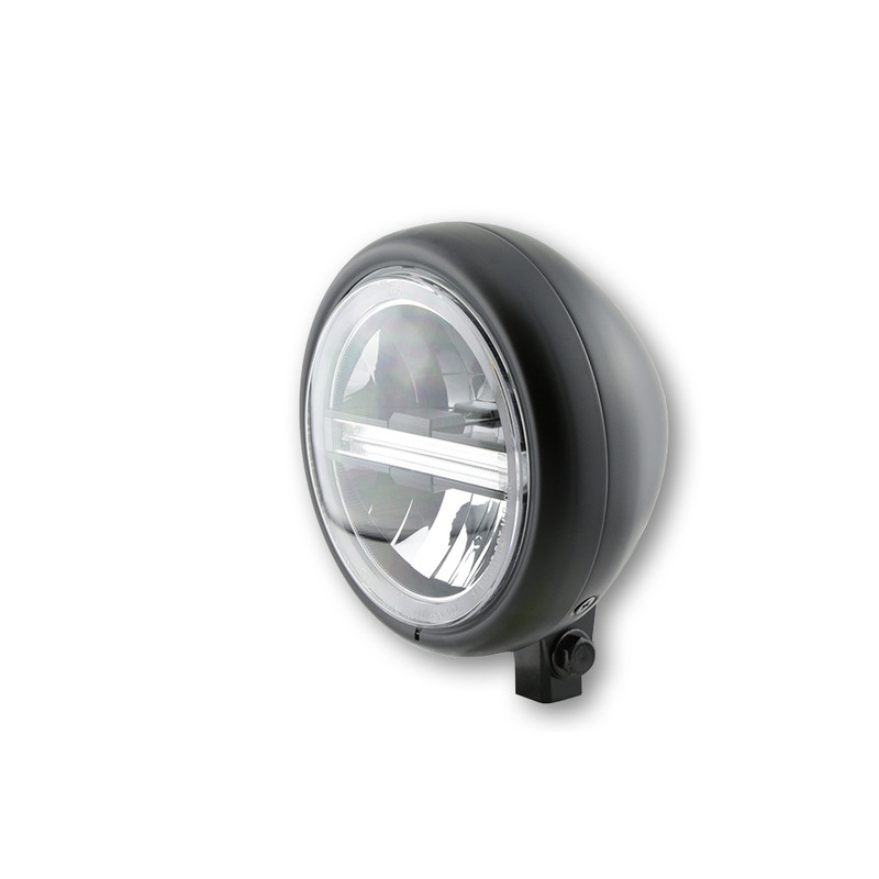 HIGHSIDER pro 5 3/4 inch LED headlight PECOS TYPE 6, matt black, with TFL, bottom mount