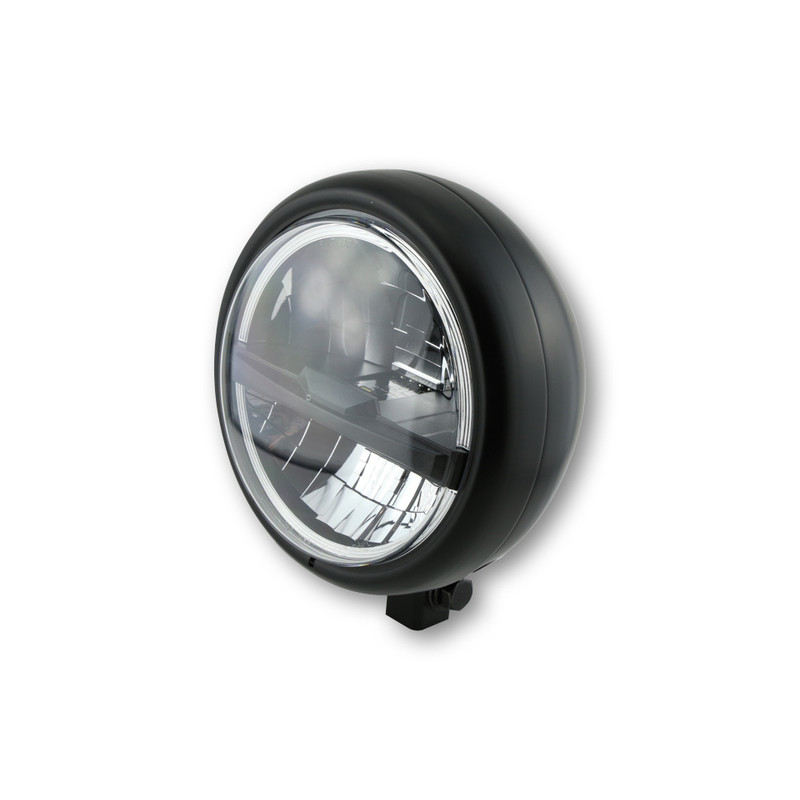 HIGHSIDER pro 5 3/4 inch LED headlight PECOS TYPE 5, matt black, black lens, bottom mount