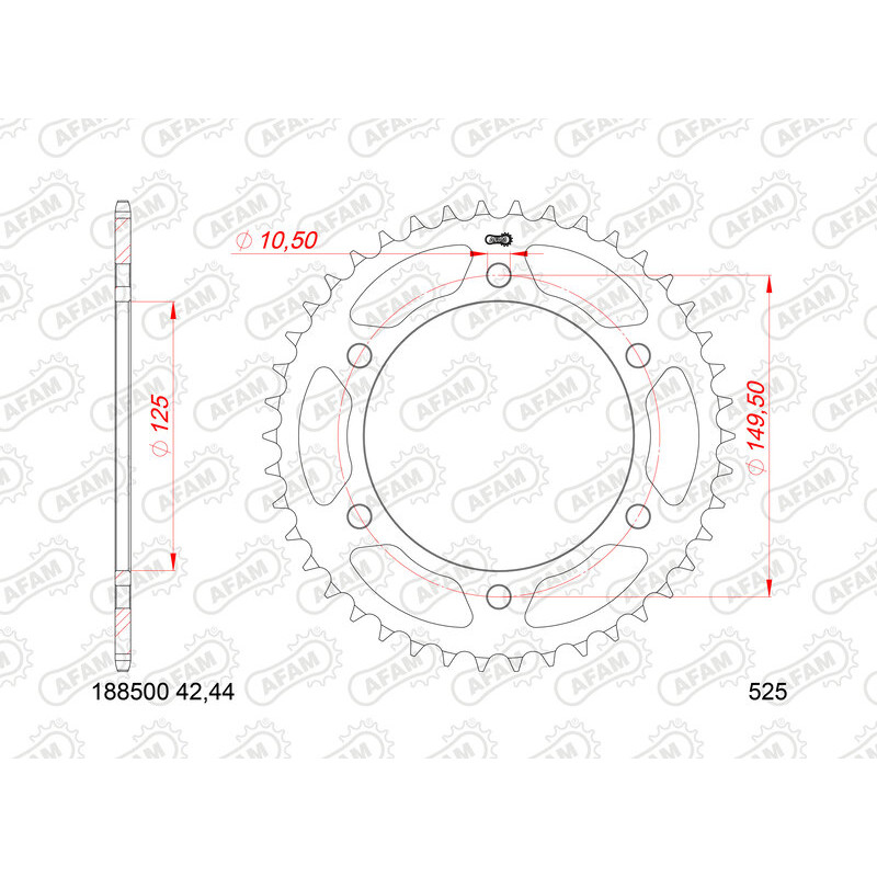 Couronne AFAM 46 dents acier pas 525 type 188500
