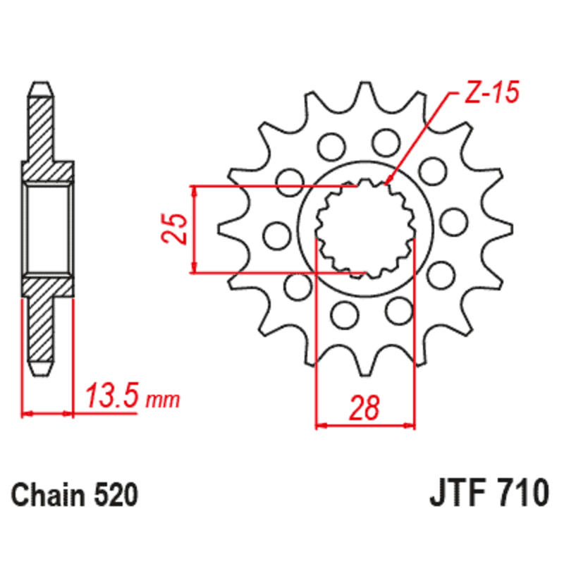 Pignon JT SPROCKETS acier anti-bruit 710 - 520