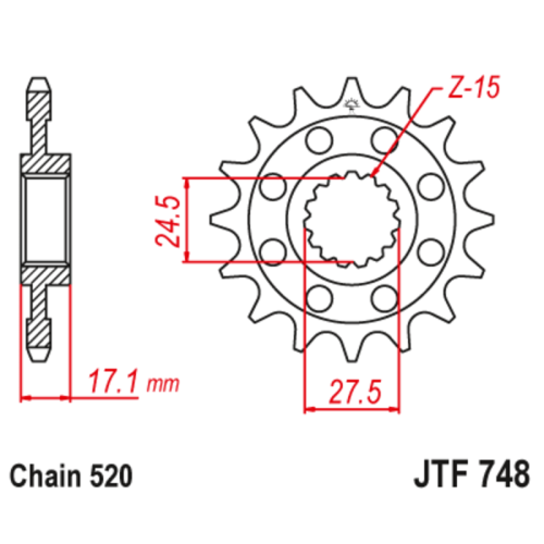 Pignon JT SPROCKETS acier anti-bruit 748 - 520