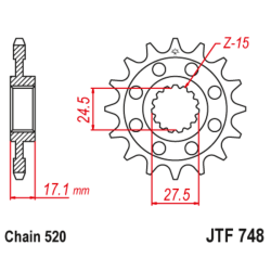 Pignon JT SPROCKETS acier anti-bruit 748 - 520