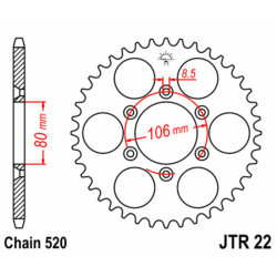 Couronne JT SPROCKETS acier standard 22 - 520