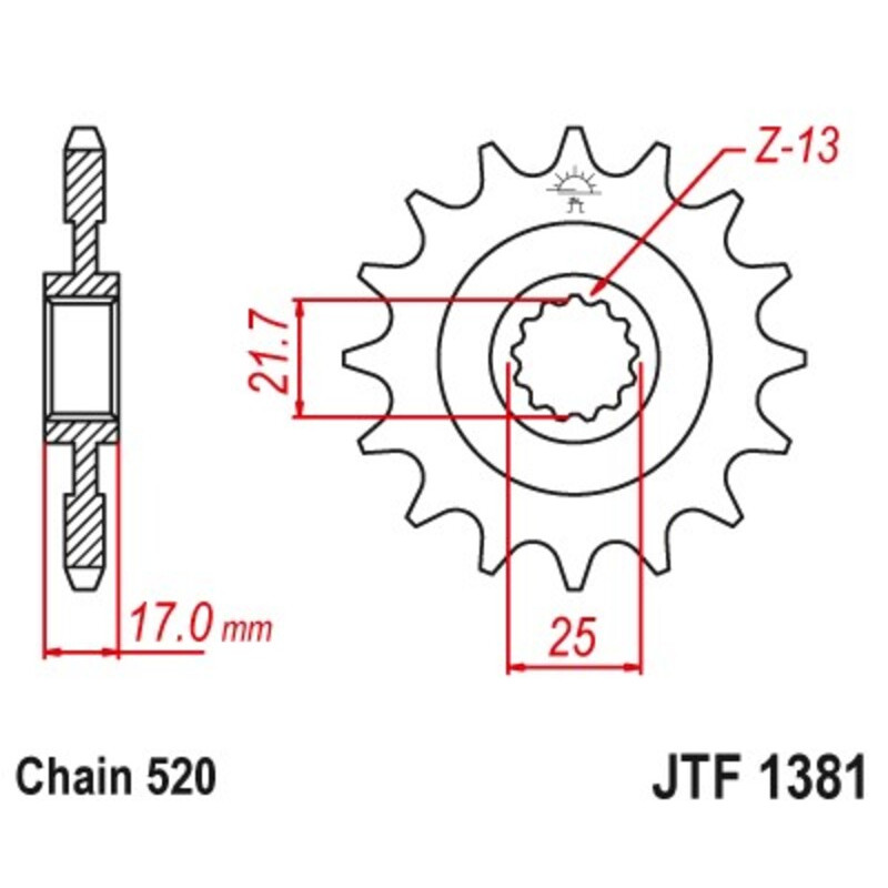 Pignon JT SPROCKETS acier anti-bruit 1381- 520