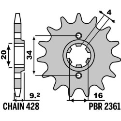 Pignon PBR acier standard 2361 - 428