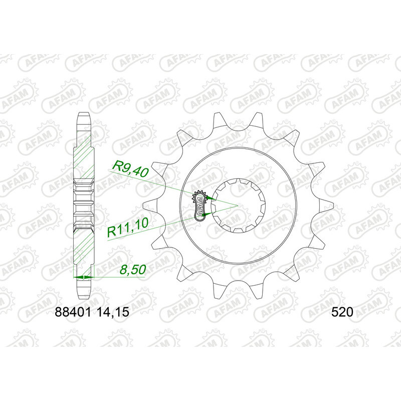 Pignon AFAM acier standard 88401 - 520