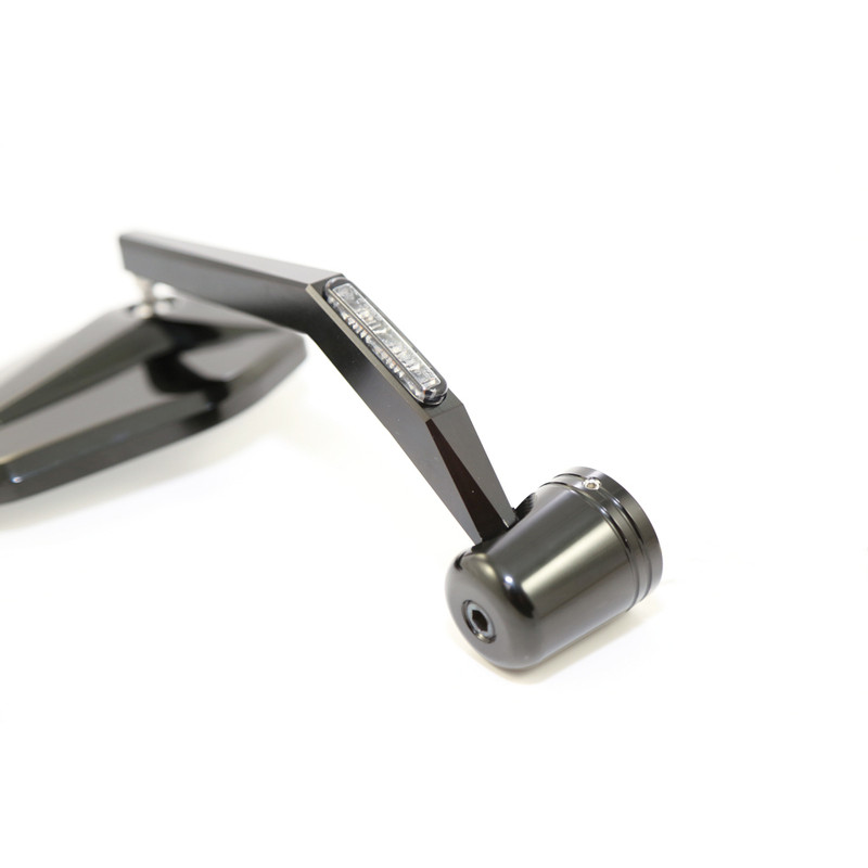 HIGHSIDER pro Bar End Mirror Victory With LED Indicator, Black Anodised Aluminium Head, E-approved