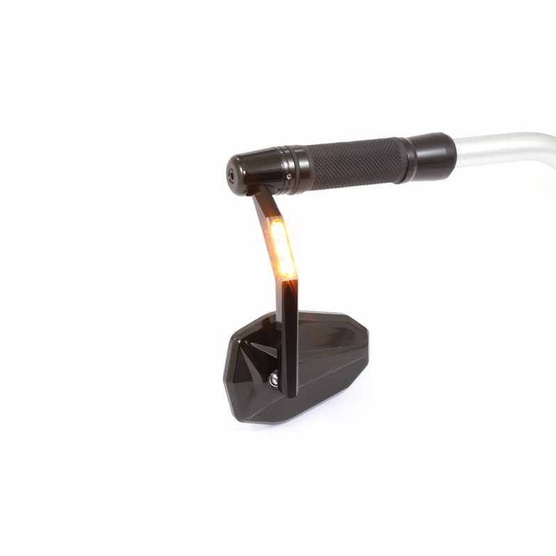 HIGHSIDER pro Bar End Mirror Victory With LED Indicator, Black Anodised Aluminium Head, E-approved