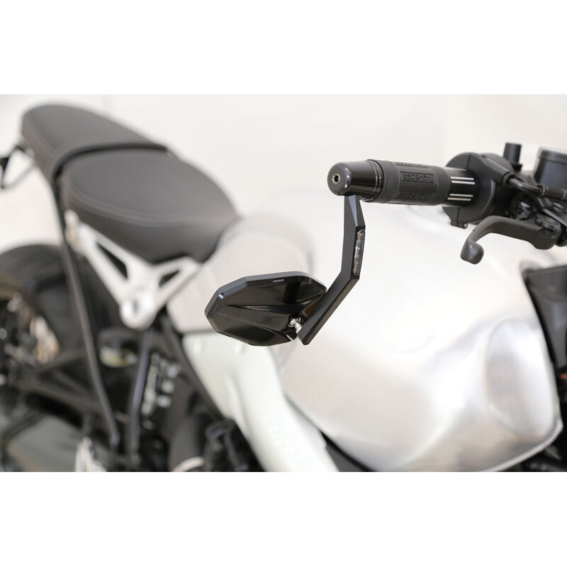 HIGHSIDER pro Bar End Mirror Victory With LED Indicator, Black Anodised Aluminium Head, E-approved