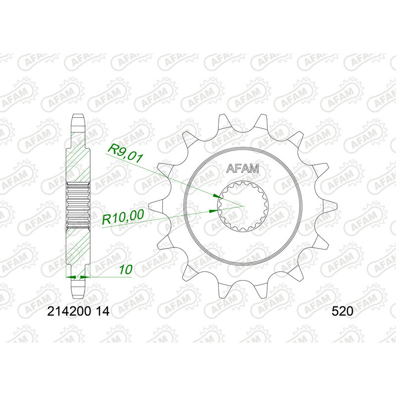Pignon AFAM acier standard 214200 - 520