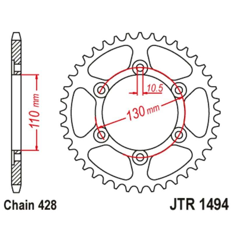 Kit chaîne JT/JT 428HDR 16/56 standard - couronne standard