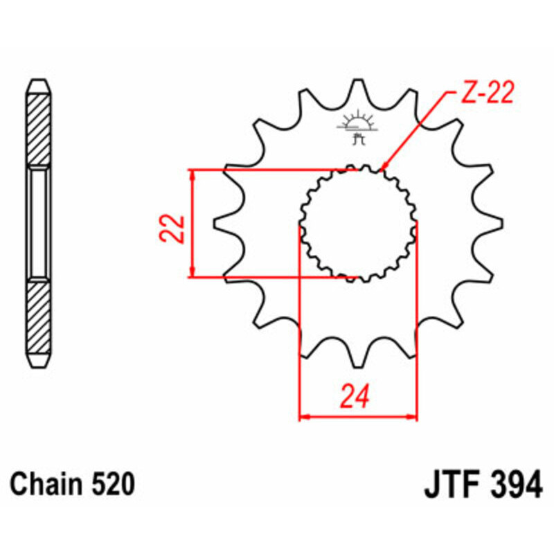 Kit chaîne JT/JT 520HDS 15/45 standard - couronne standard