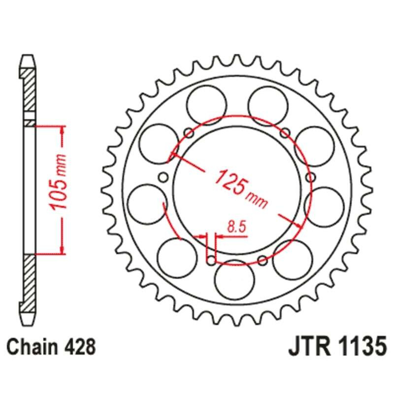 Kit chaîne JT/JT 420HDS 13/62 standard - couronne standard