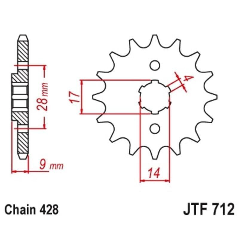 Kit chaîne JT/JT 428HDR 13/69 standard - couronne standard