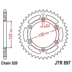 JT SPROCKETS Steel Standard Rear Sprocket 897 - 521