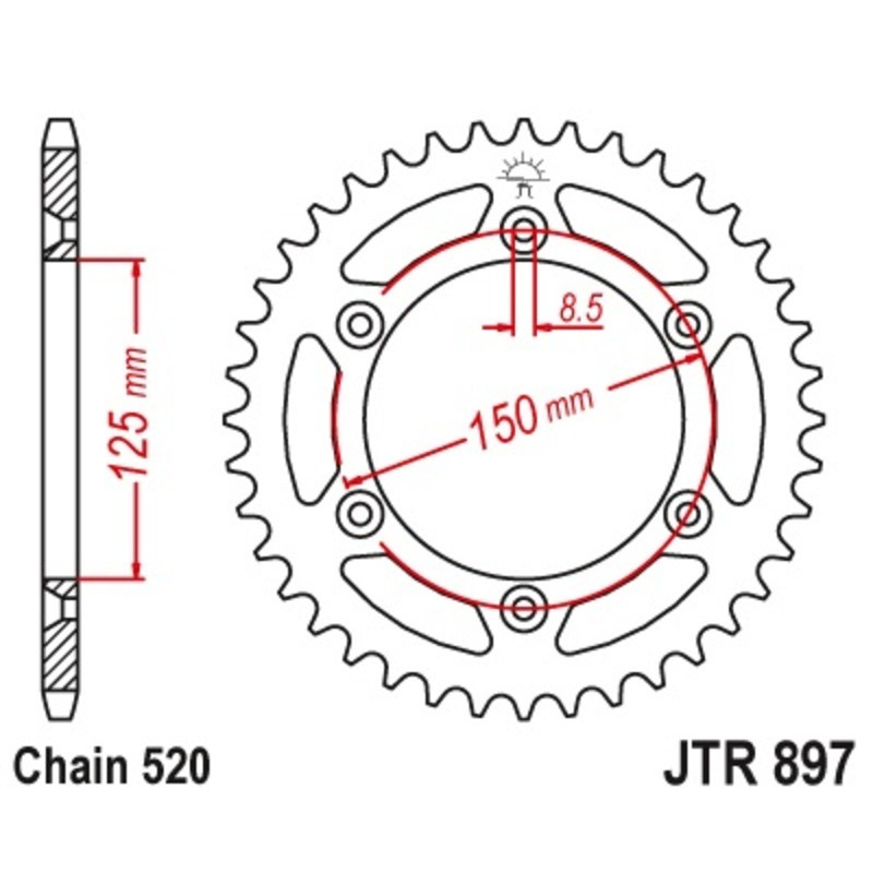 JT SPROCKETS Steel Standard Rear Sprocket 897 - 521