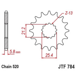 Pignon JT SPROCKETS acier anti-bruit 784 - 520
