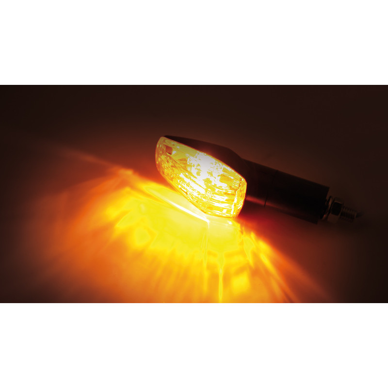 HIGHSIDER smart IMOLA 1 Mini Indicator, Black, Yellow Lens, E-Approved, Long Arm, (Pair)