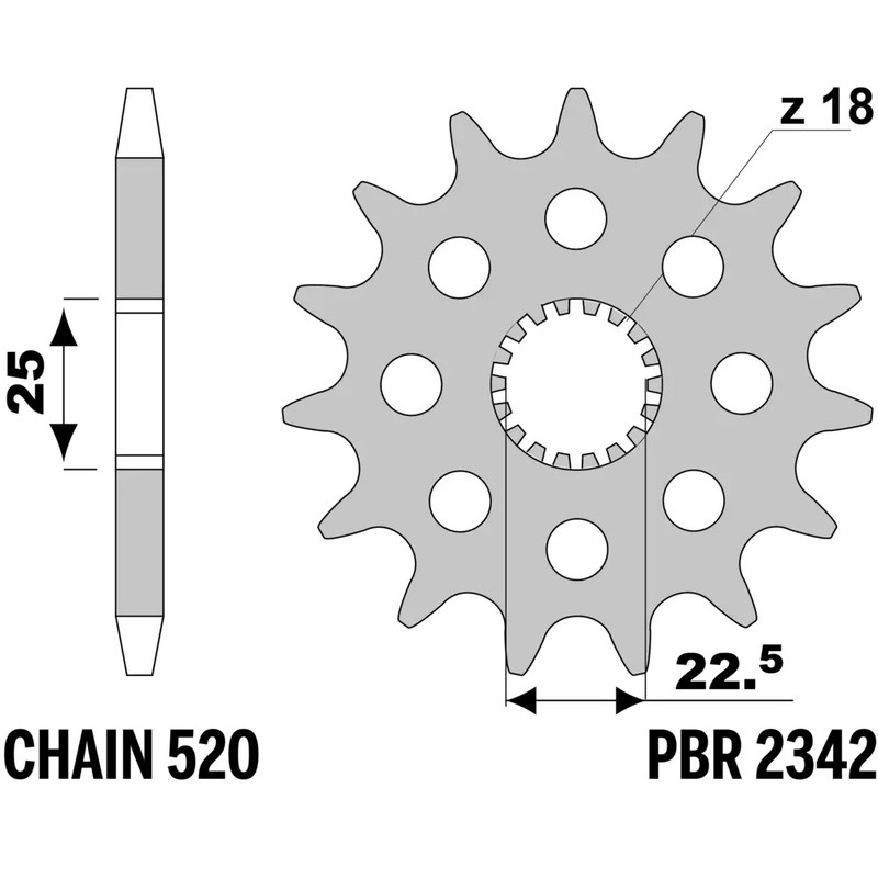 Pignon PBR acier standard 2342 - 520