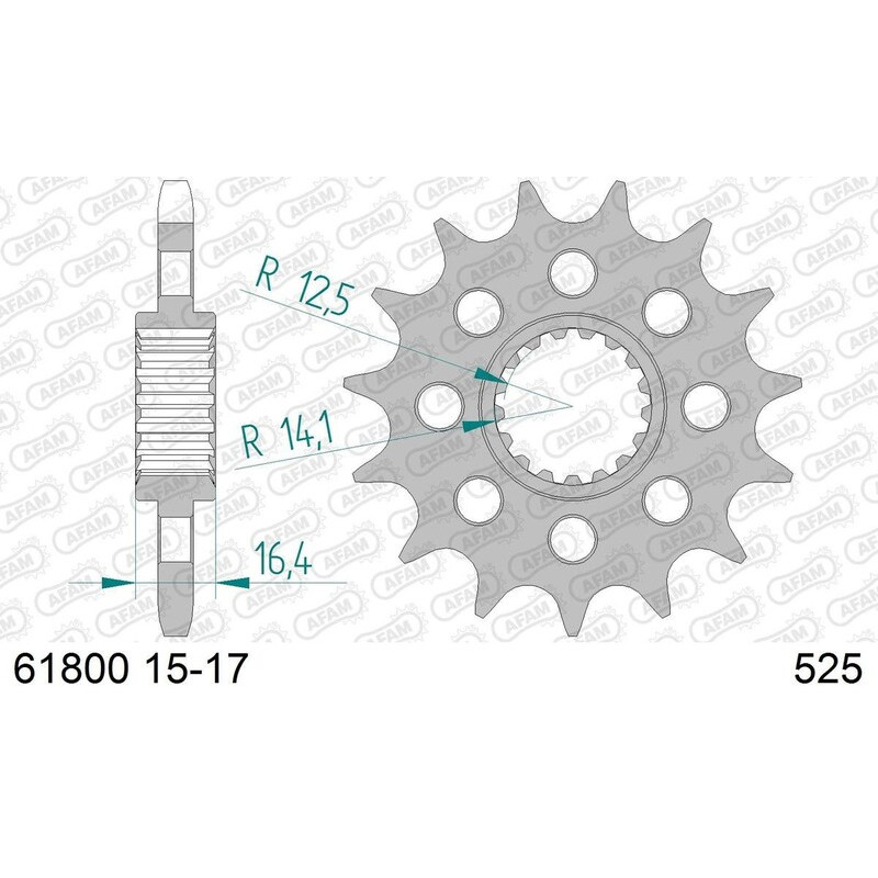 Pignon AFAM acier anti-bruit 618 - 525 - noir