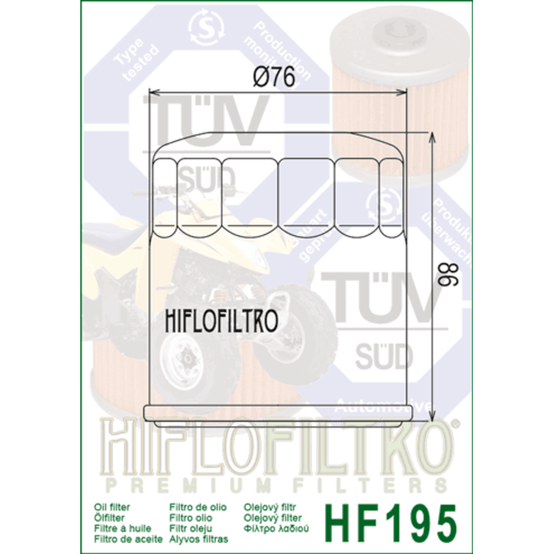 Filtre à huile HIFLOFILTRO - HF195