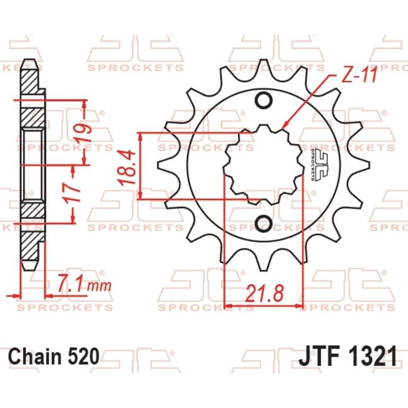 Pignon JT SPROCKETS acier anti-bruit 1321 - 520