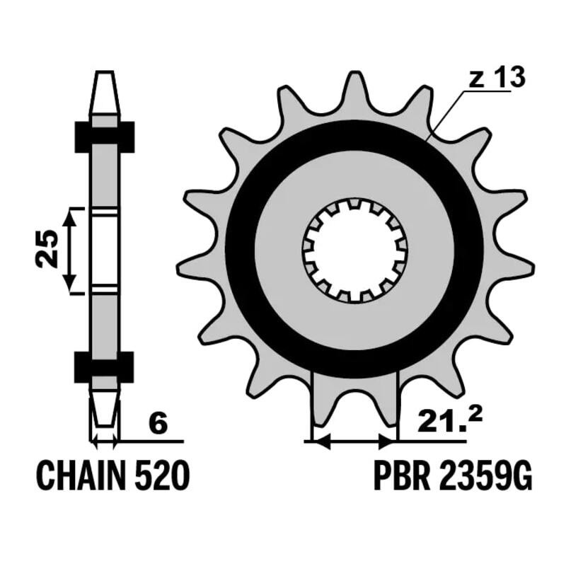 Pignon PBR acier anti-bruit - 520
