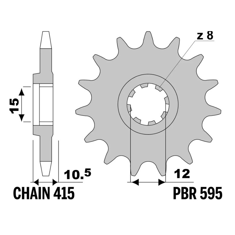 Pignon PBR acier standard - 415