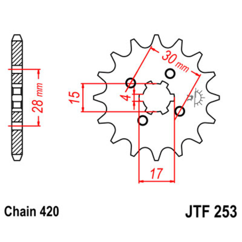 Kit chaîne JT 420 HDR - 13/42-106 - Couronne acier standard