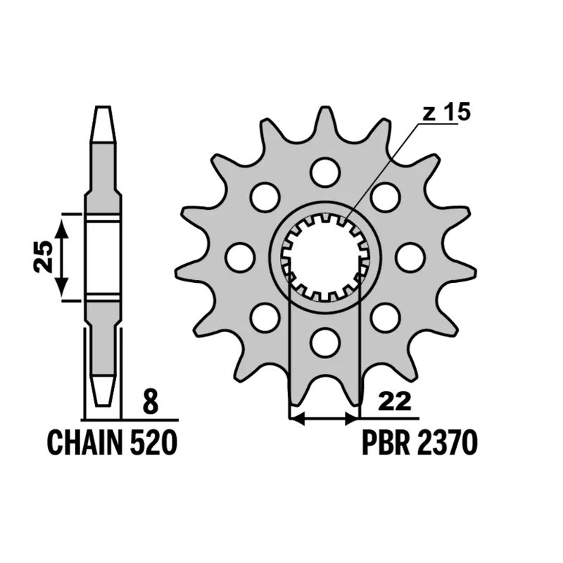 Pignon PBR acier standard - 520