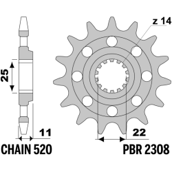 Pignon PBR acier standard - 520