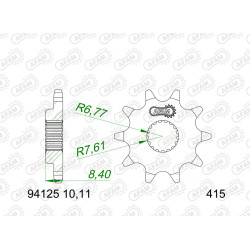Pignon AFAM acier standard - 415