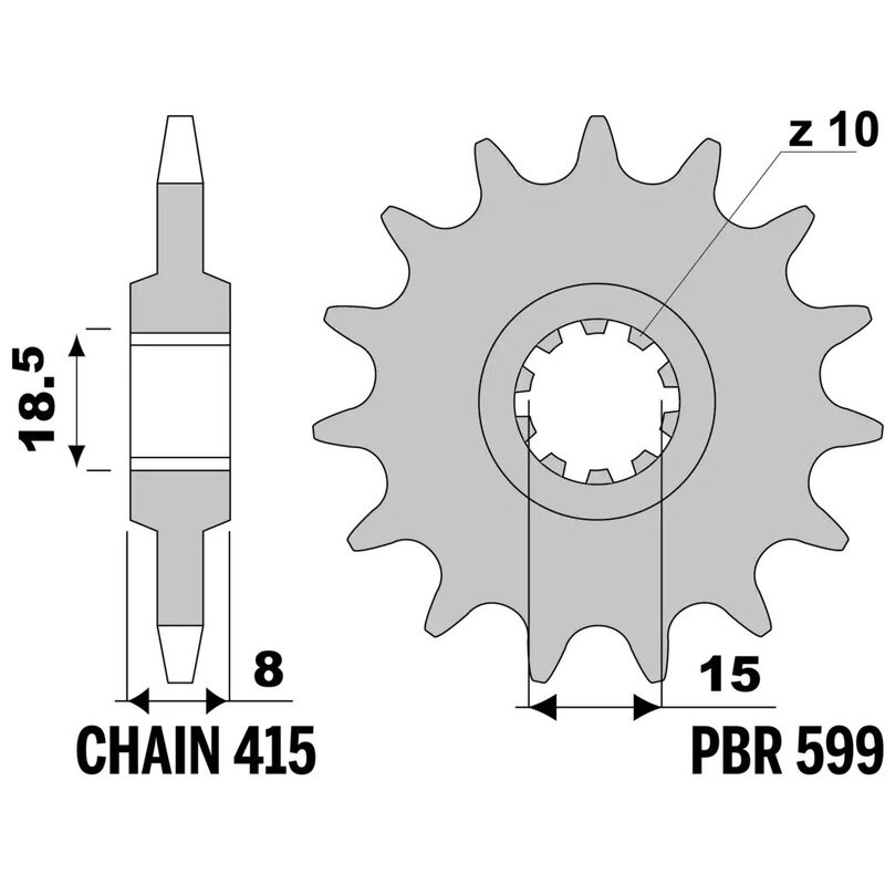 Pignon PBR acier standard - 415