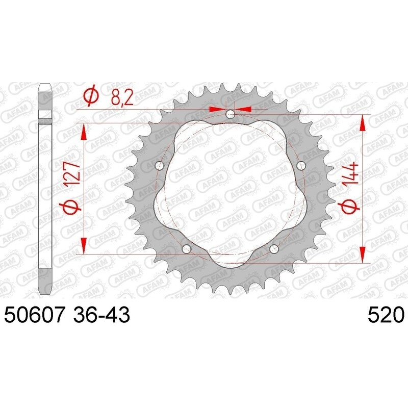 Kit chaîne AFAM 520 XHR4 - 14/41-104 - Couronne acier standard - Necessite un porte couronne AFAM