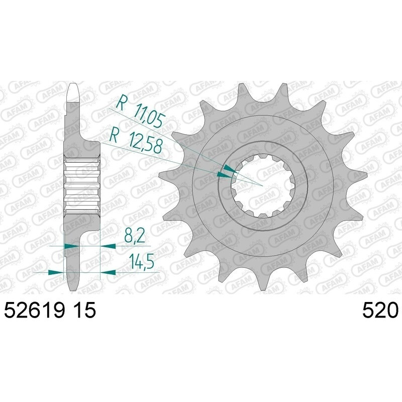 Kit chaîne AFAM 520 XHR4 - 15/39-104 - Couronne acier standard
