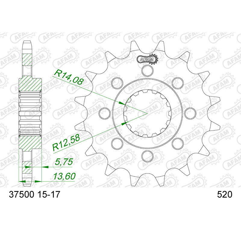 Kit chaîne AFAM 520 XHR4 - 16/43-110 - Couronne acier standard